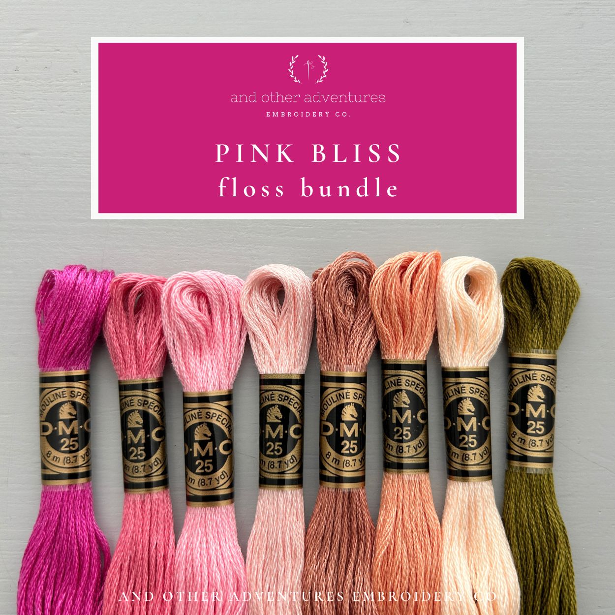 For all of you PINK lovers, here is an embroidery floss bundle full of all the different shades of PINK! 