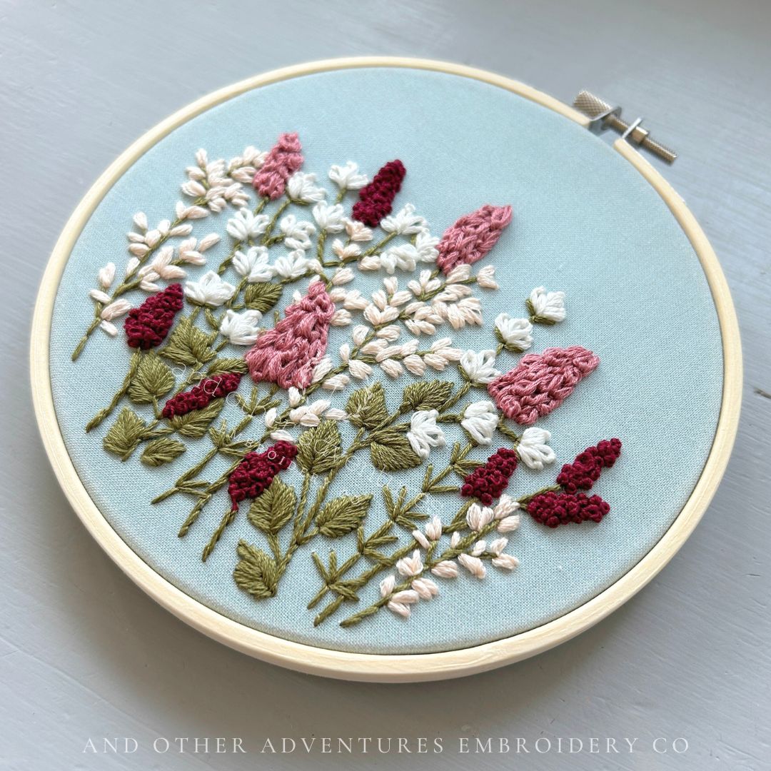 Flower hand embroidery kit is a great Christmas gift for those that are craving a more analog life - Winslow hand Embroidery Kit designed and stitched by And Other Adventures Embroidery Co