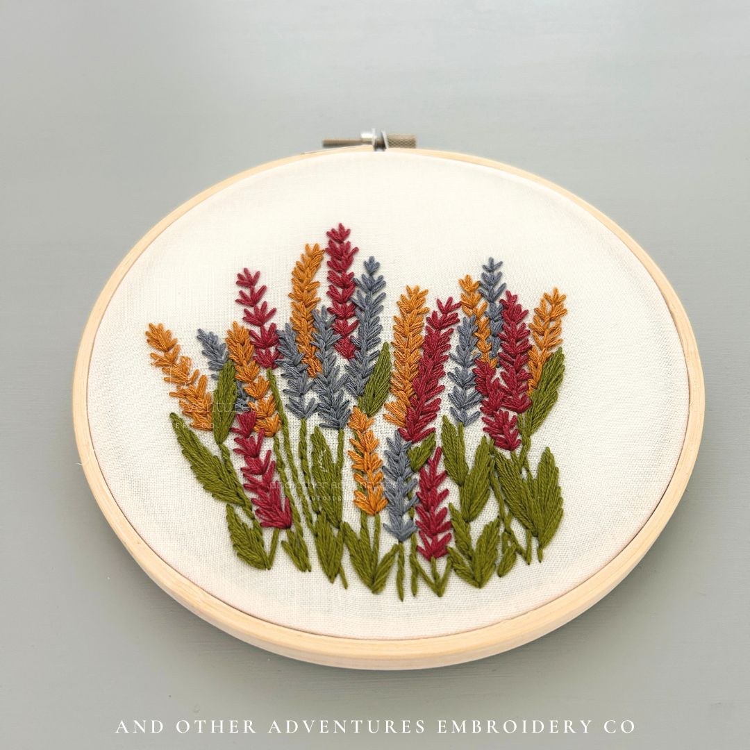Cozy Fall Hobby - Jewel Tone Fields Hand Embroidery Kit for Beginners by And Other Adventures Embroidery Co