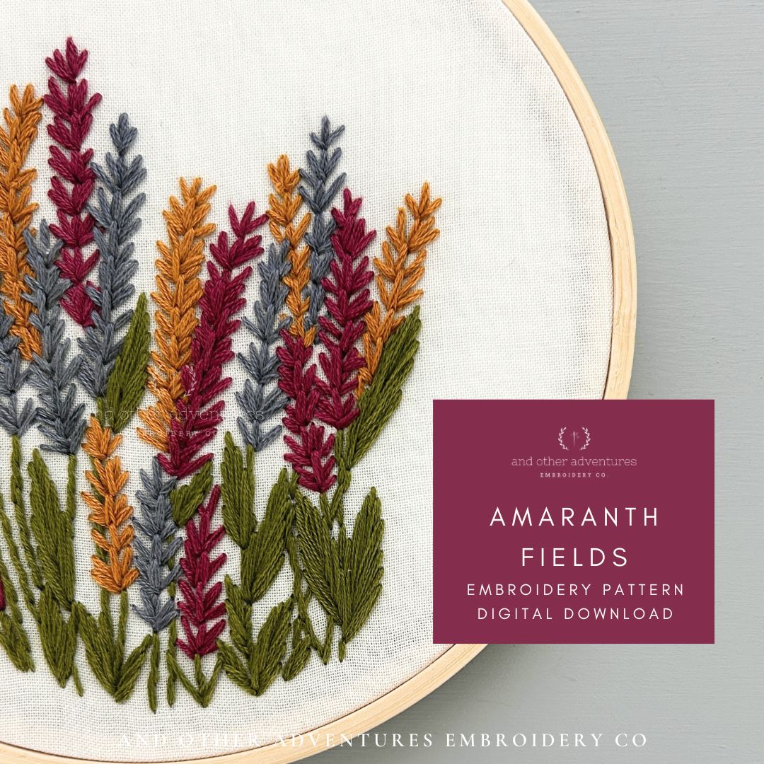 Jewel Tone Hand Embroidery Floral PDF Patter Digital Download by And Other Adventures Embroidery Co
