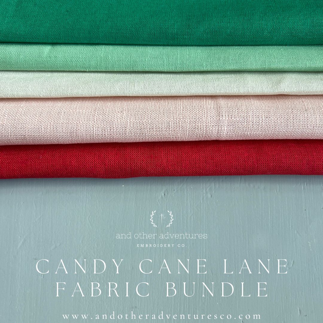 Candy Cane Lane Linen Fabric Bundle by And Other Adventures Embroidery Co