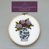 Hand Embroidery Kit - Plum Rose &amp; Hydrangeas in Ginger Jar