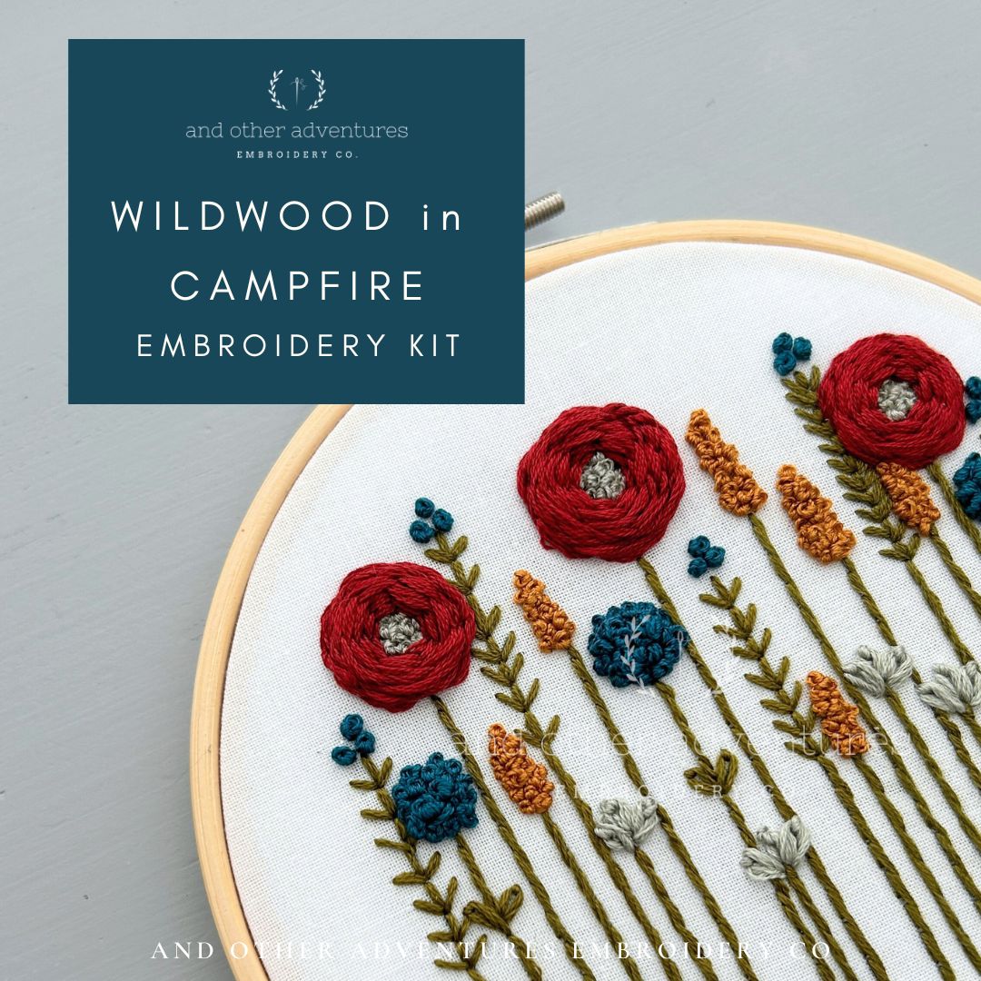 Wildwood in Campfire - Beginner friendly hand embroidery kit created by And Other Adventures Embroidery Co