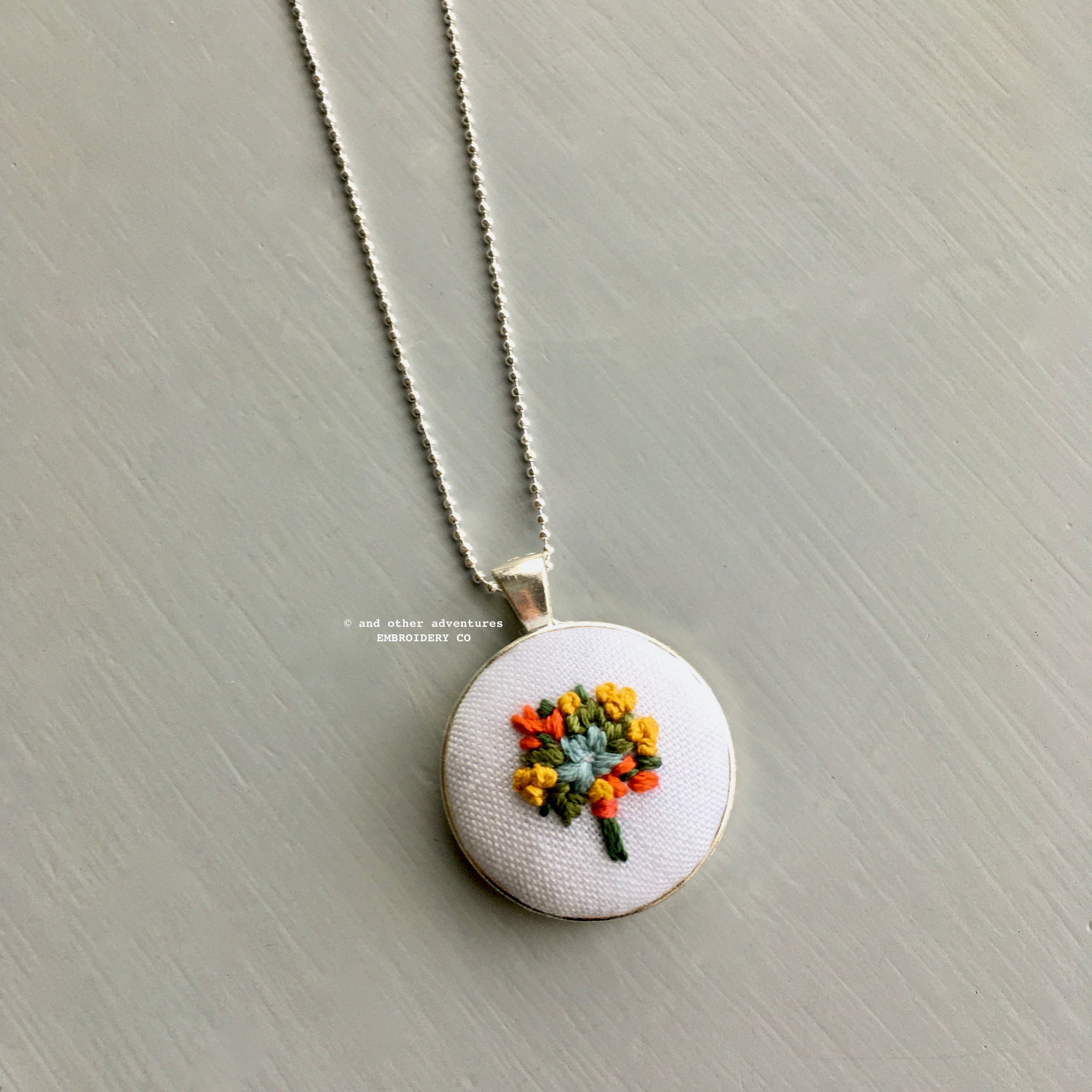 Hand Stitched Necklace Bouquet | And Other Adventures Embroidery Co