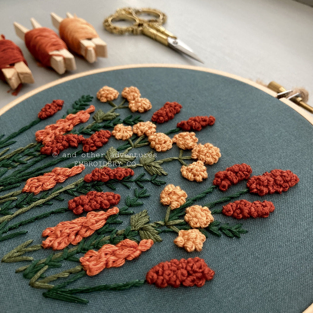 2 Pack DIY Beginner Embroidery Kit Floral Flower Pattern-pre Print Fabric-embroidery  Kit Beginner-hoop Art-diy Craft Kit-birthday Gift 