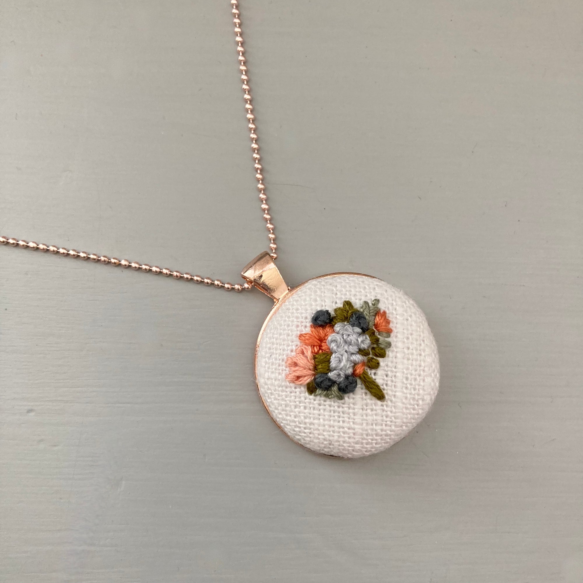 Hand Embroidered Gift for the Modern Romantic - Hand stitched floral necklace by And Other Adventures Embroidery Co