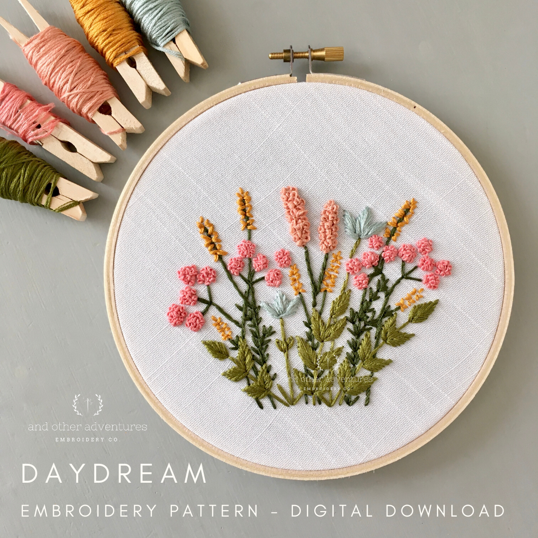 Beginner Hand Embroidery Pattern - Spring Daydream - And Other Adventures Embroidery Co free-printable-hand-embroidery-pattern-for-beginners-how-to-embroider-a-bouquet-youtube
