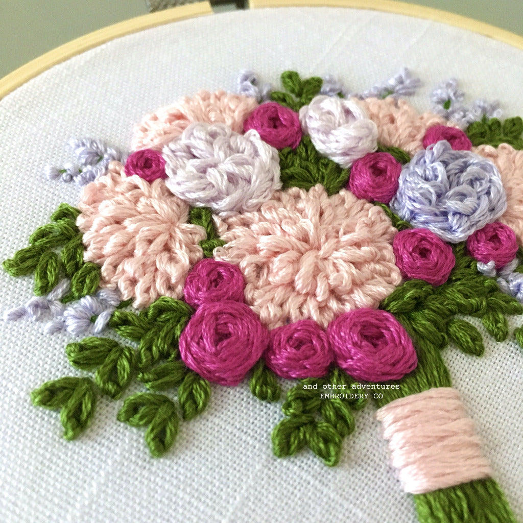 Beginner Embroidery Kit Flower Bouquet DIY Gift for Mother's Day Floral  Hand Embroidery Pattern Craft Kit for Adults 