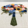 Hand Embroidered Sunflower and Hydrangea Bouquet Art | And Other Adventures Embroidery Co