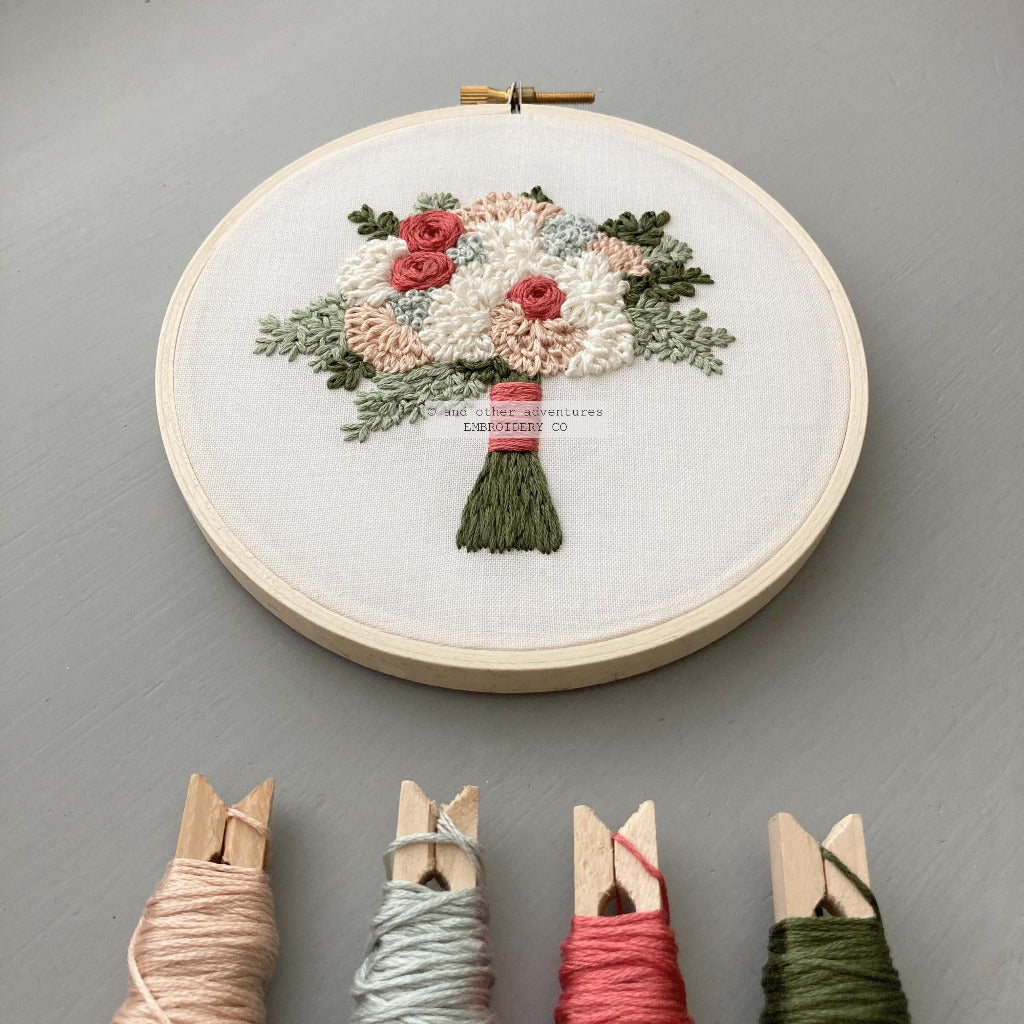 Color Floral Bouquet Pattern Embroidery Kit Diy Embroidery - Temu