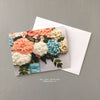 peach and aqua hand embroidered flower bouquet note card by And Other Adventures Embroidery Co