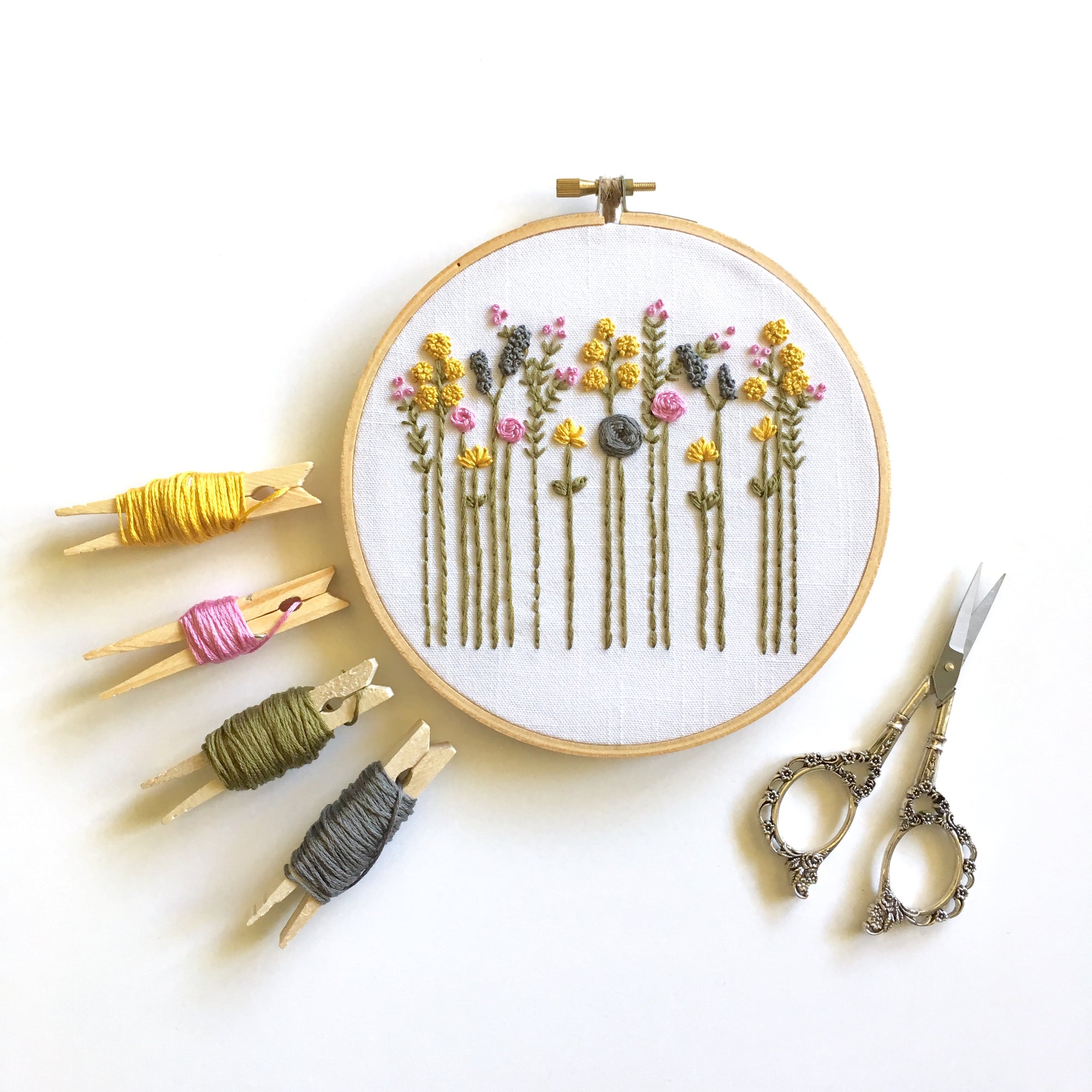 Hand Embroidery Pattern - Original Wildflowers Digital Download