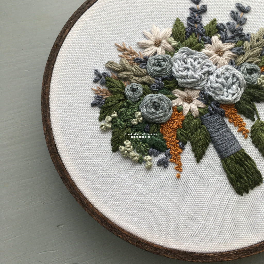 Hand Stitched Blue Flower Bouquet | And Other Adventures Embroidery Co