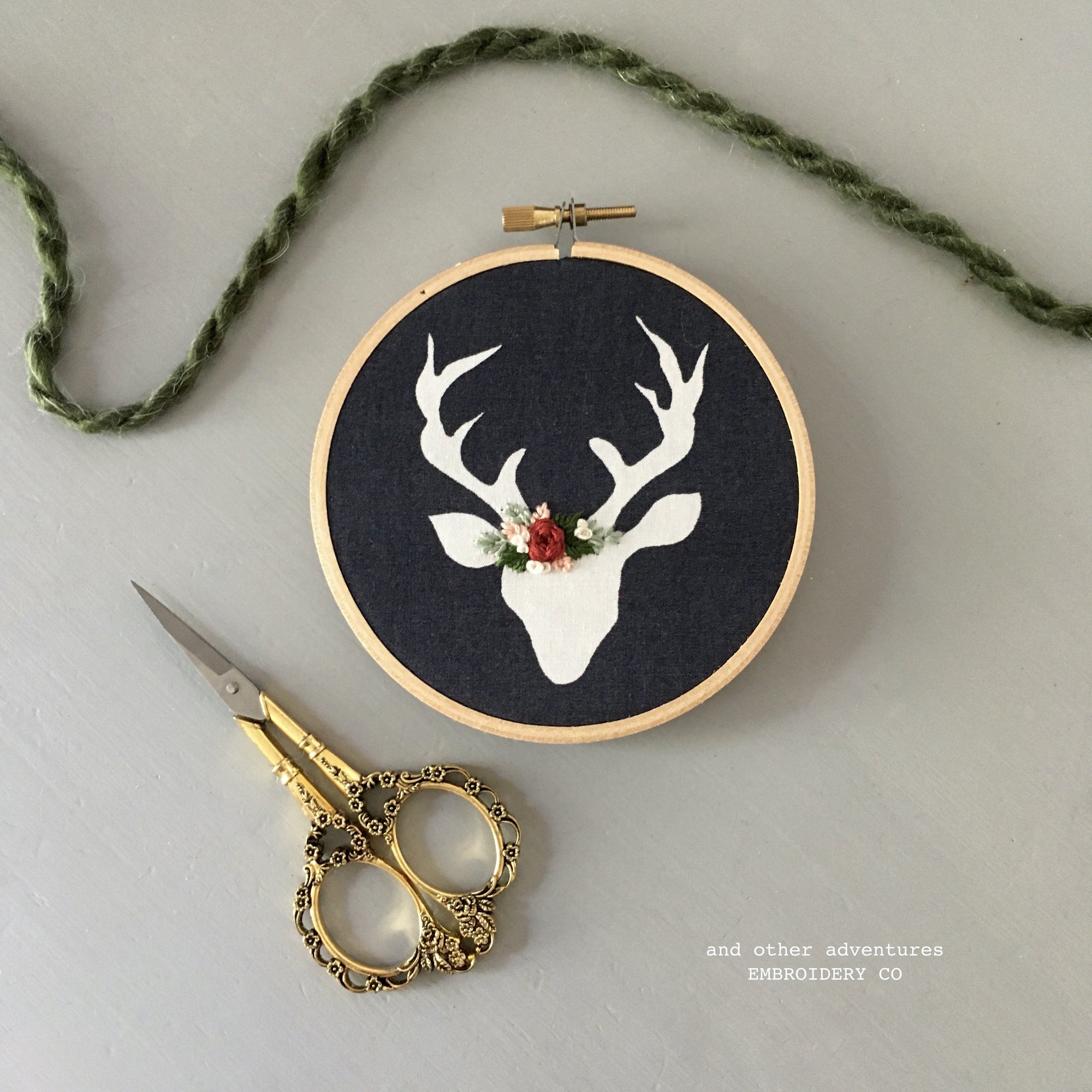 Hand Embroidered Deer Ornament by And Other Adventures Embroidery Co
