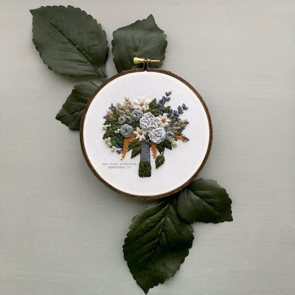 Moody Blue Autumn Flower Bouquet | And Other Adventures Embroidery Co