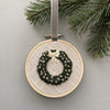 Holiday Wreath Embroidered Ornament - Ivory &amp; Green | And Other Adventures Embroidery Co