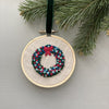 Holiday Wreath Embroidered Ornament - Aqua &amp; Pink | And Other Adventures Embroidery Co