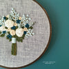 Green Blue and White Floral Bouquet Embroidered Hoop Art by And Other Adventures Embroidery Co