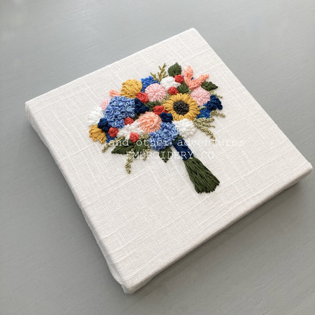 Hand Embroidered Sunflower Floral Bouquet Art | And Other Adventures Embroidery Co