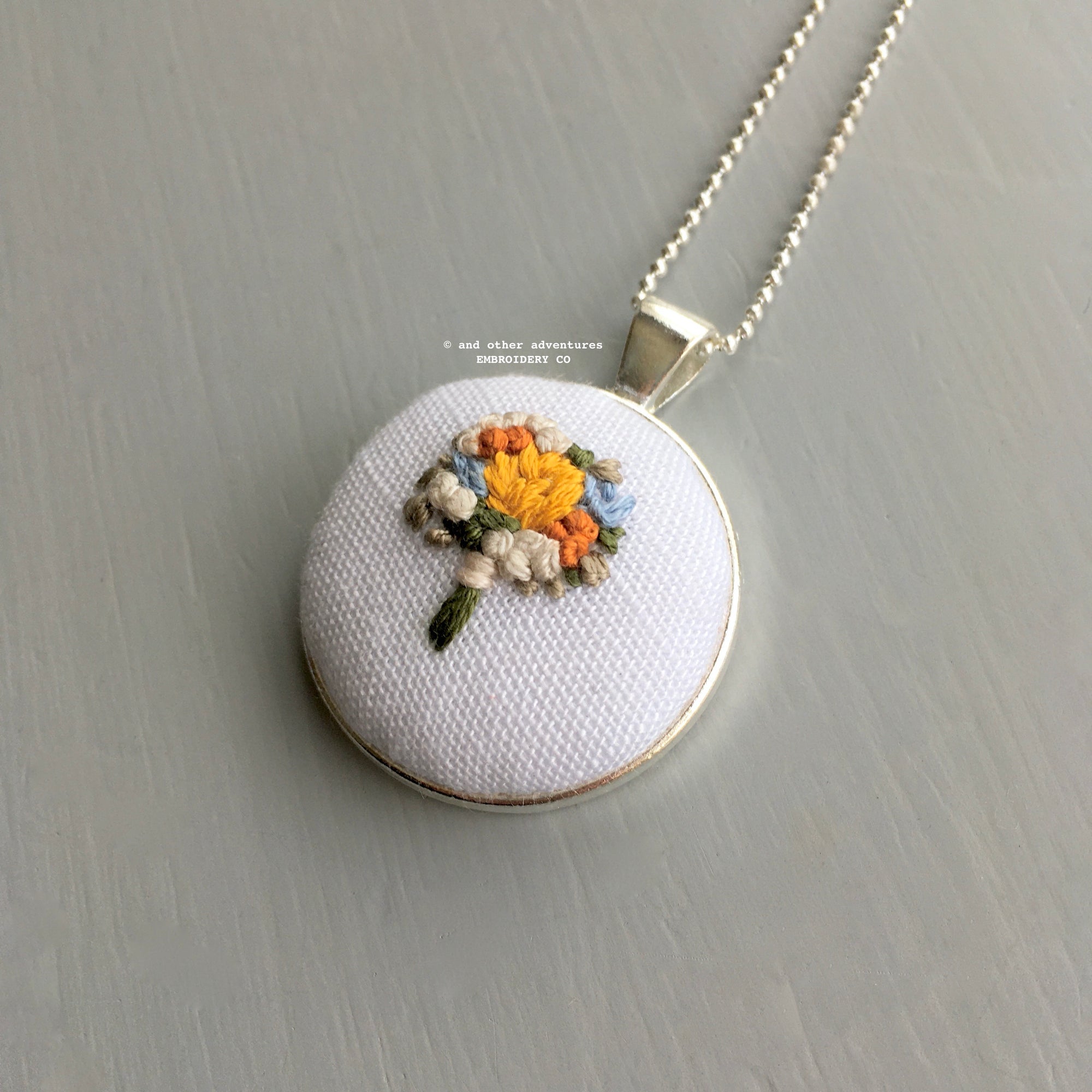 Hand Embroidered Silver Necklace And Other Adventures Embroidery Co