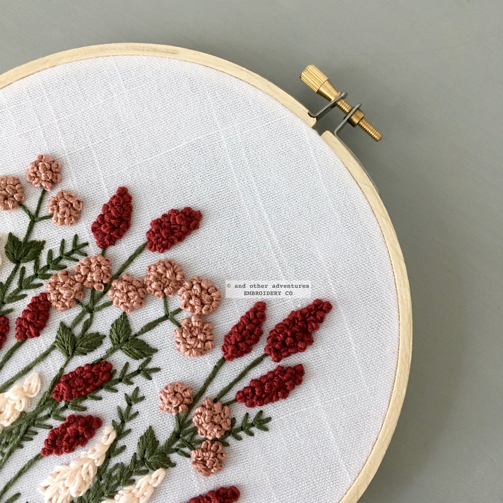 Hand Embroidery Kit for Beginners - Avonlea in Crimson - And Other