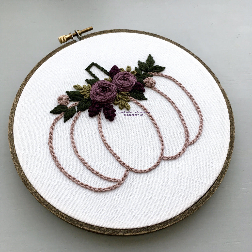 Purple Floral Pumpkin Digital Pattern - And Other Adventures Embroidery Co