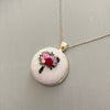 Modern Romantic Jewelry - Hand Embroidered Silver Necklace floral bouquet by And Other Adventures Embroidery Co
