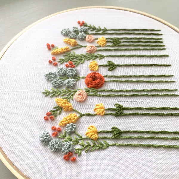 Beginner Digital Hand Embroidery Pattern - Wildflowers - Indian Summer ...