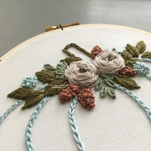 Hand Embroidery Kit - Floral Ornament in Muted Aqua - And Other Adventures  Embroidery Co