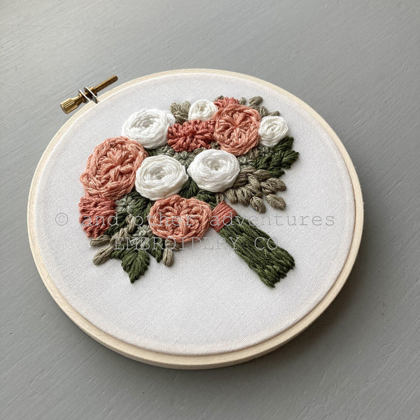 Embroidery KIT - Burgundy & Blush Wildflowers