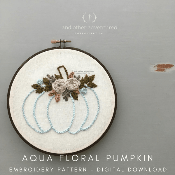 Aqua and Green Floral Bouquet Embroidery Hoop Note Card - And Other  Adventures Embroidery Co