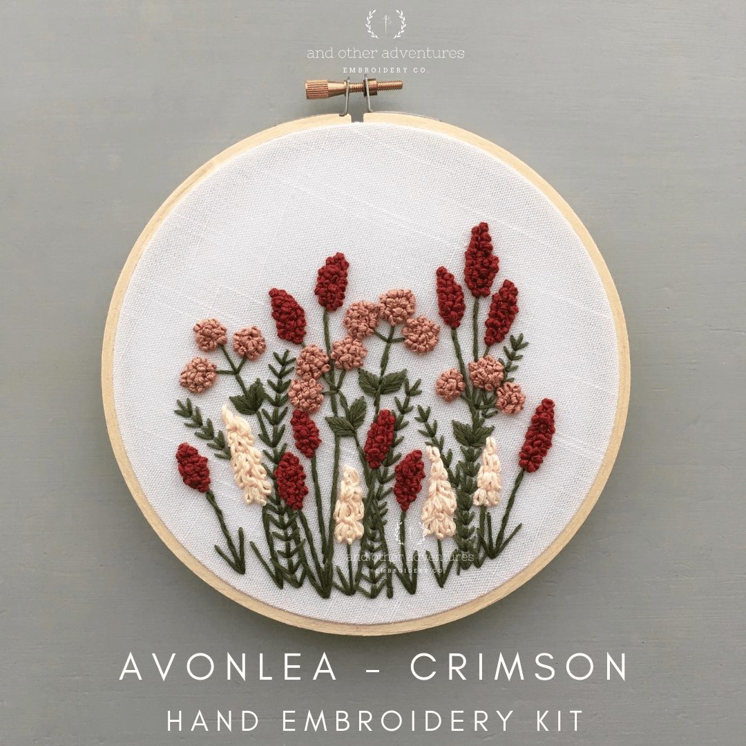 Beginner Hand Embroidery Kit - Avonlea Crimson - And Other Adventures Embroidery Co