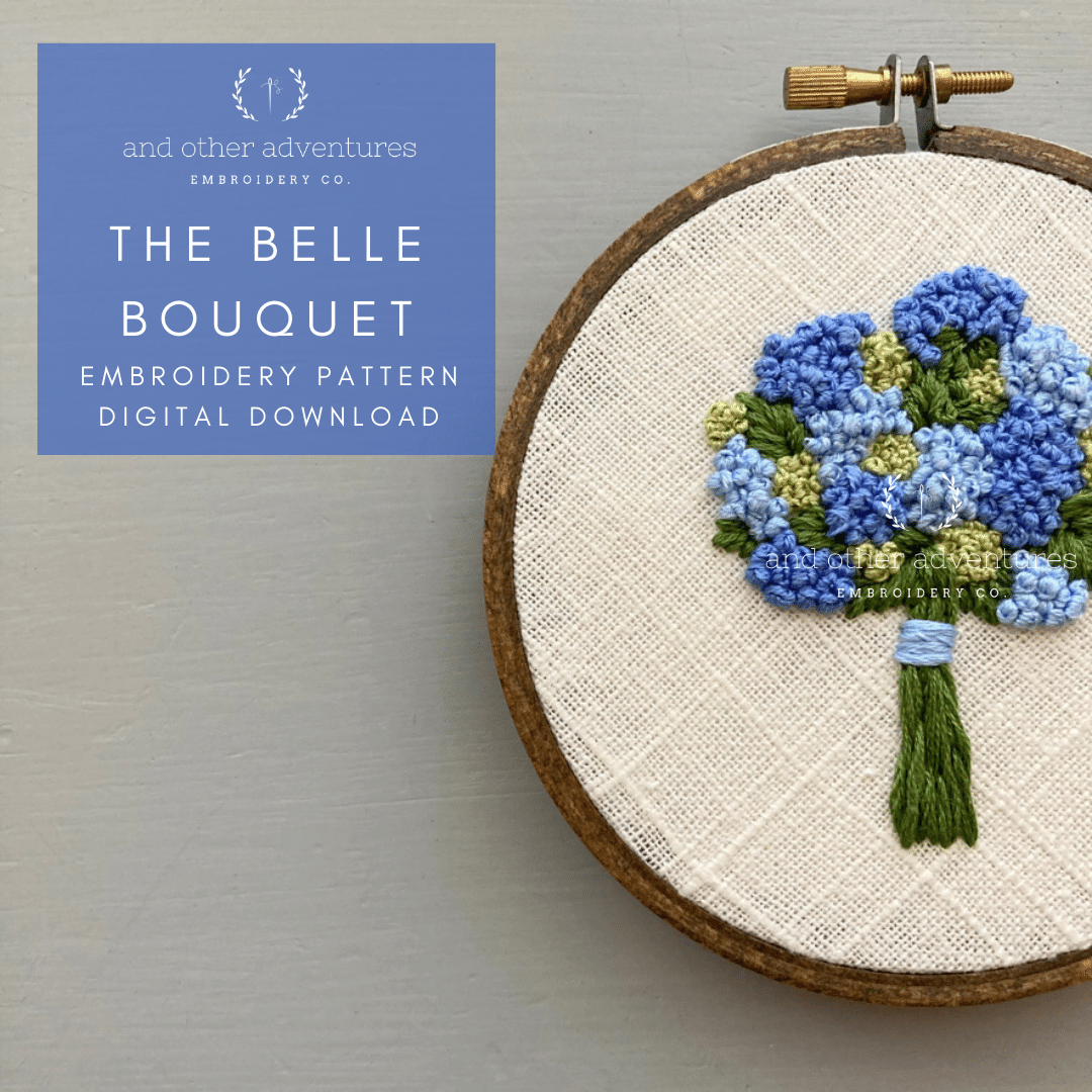 The Belle Bouquet Blue Hydrangea Hand Embroidery Digital Pattern | And Other Adventures Embroidery Co
