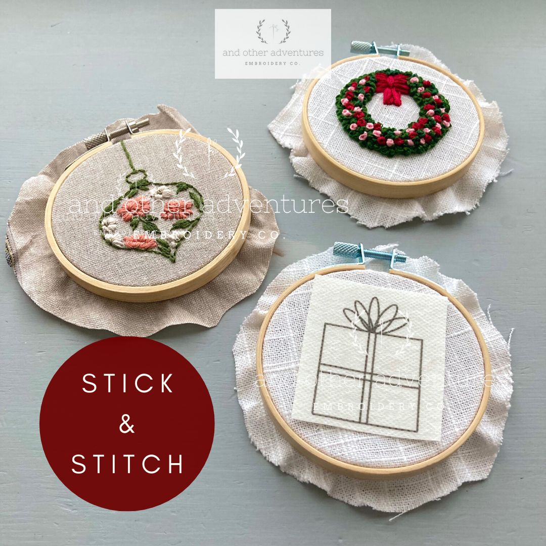 Christmas Stick and Stitch Pack - Holiday Themed Water-Soluble