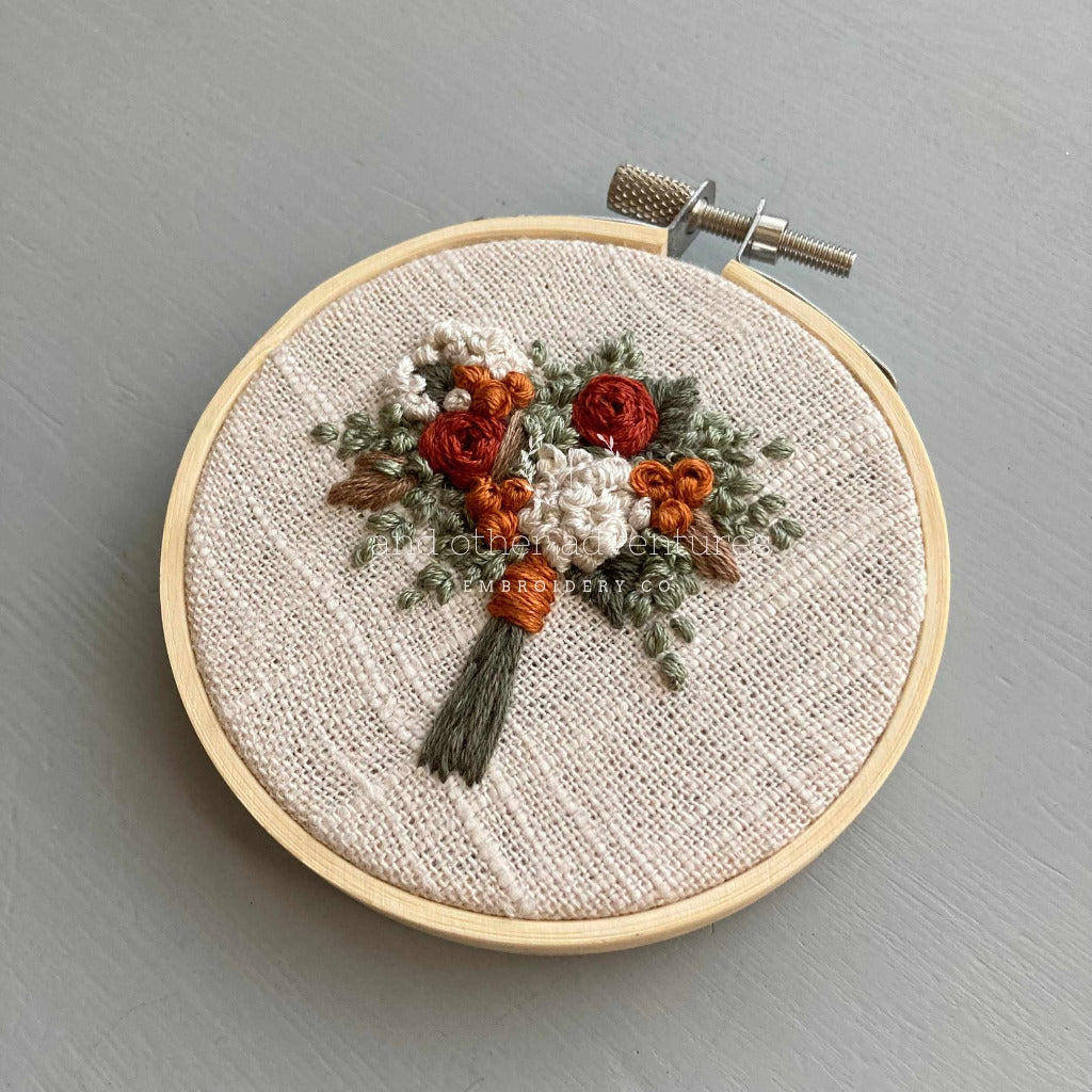 Pumpkin Spice Autumn Flower Bouquet Original Hand Embroidered Art by And Other Adventures Embroidery Co