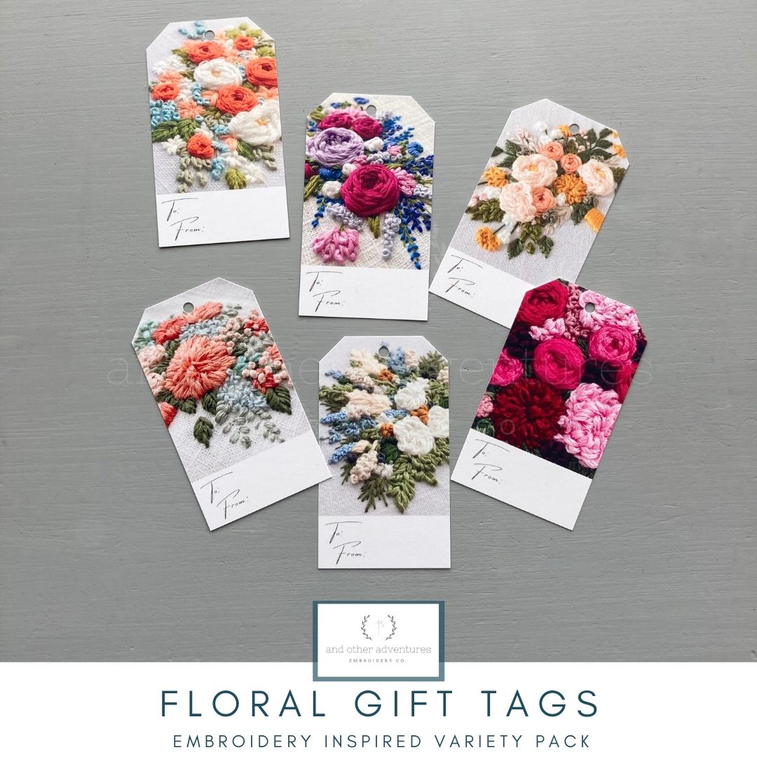 Floral Gifts Tags Embroidery Inspired Variety Pack | And Other Adventures Embroidery Co