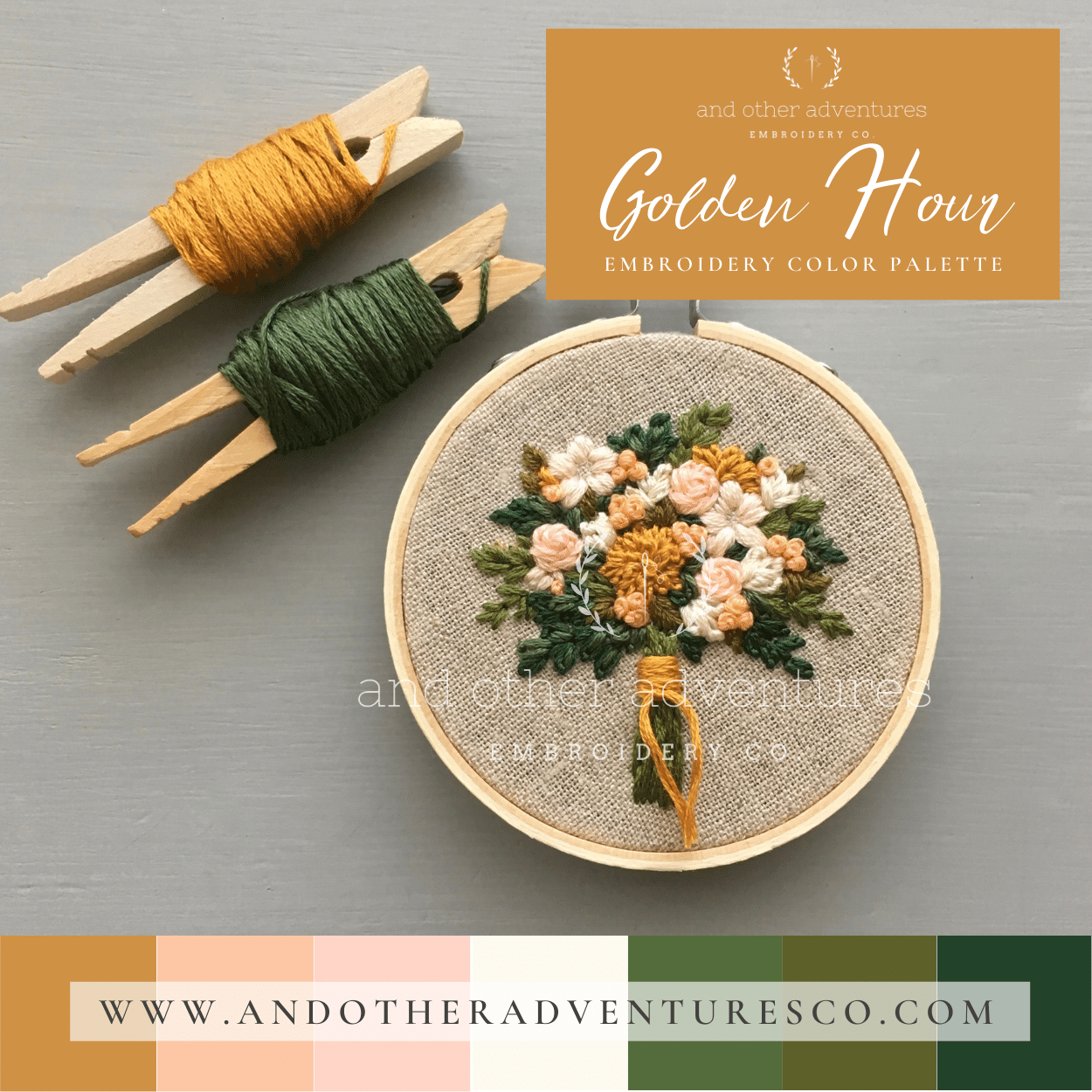Golden Hour Hand Embroidery Color Palette by And Other Adventures Embroidery Co