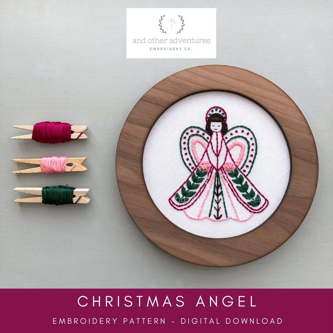 Christmas Angel Embroidery Digital PDF Pattern | And Other Adventures Embroidery Co