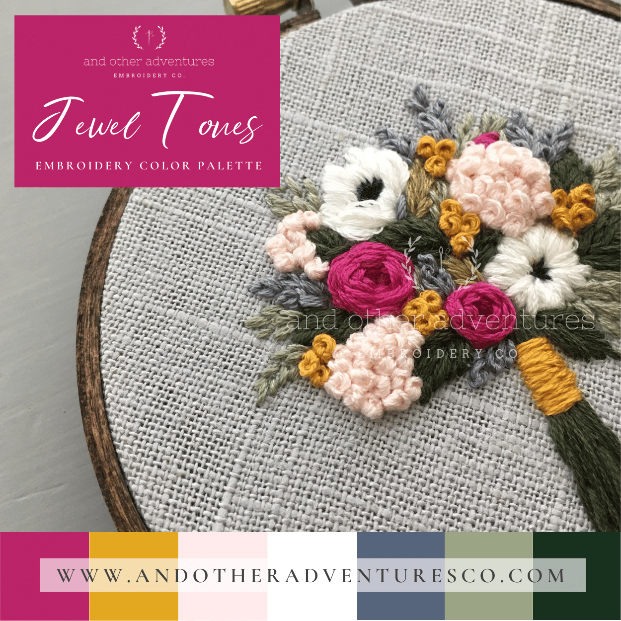 Jewel Tones Hand Embroidery Color Palette by And Other Adventures Embroidery Co