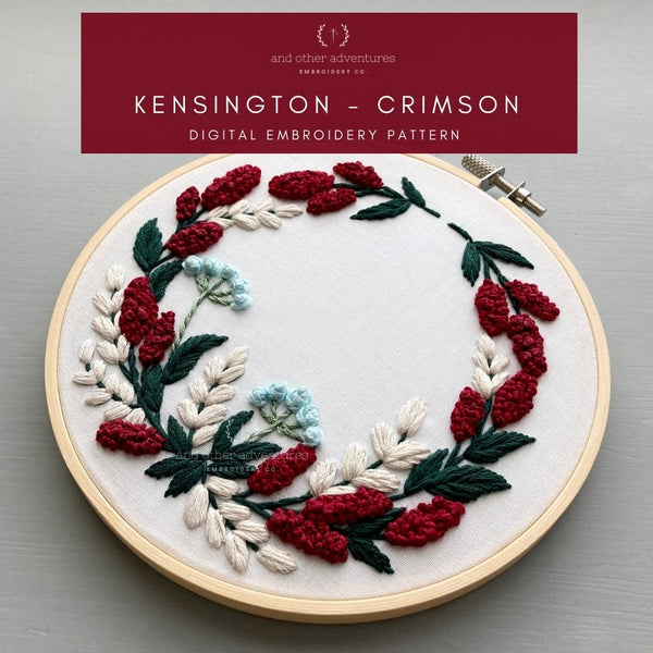 Hand Embroidery Digital Pattern - Kensington in Amber