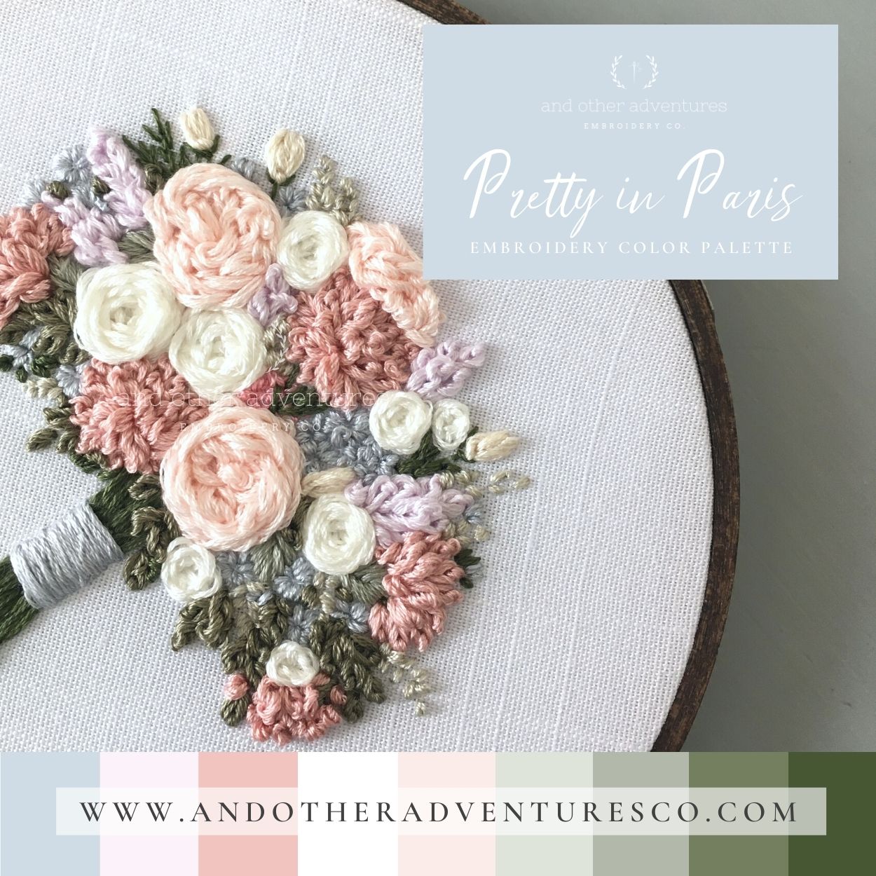 Pretty in Paris Embroidery Floss Color Palette - Digital Download | And Other Adventures Embroidery Co