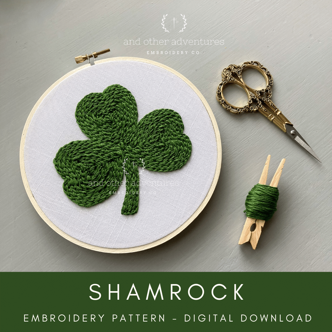 St. Patrick's Day Shamrock Digital Hand Embroidery Pattern | And Other Adventures Embroidery Co