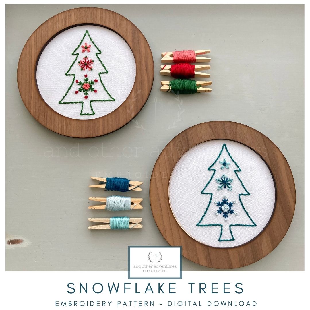 Snowflake Trees Embroidery Pattern - Digital Download | And Other Adventures Embroidery Co
