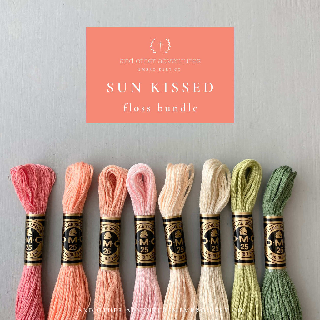 Summer Color Palette for your next hand embroidery or craft project. Floss Bundle curated by And Other Adventures Embroidery Co