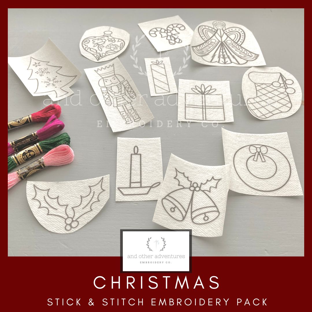 Christmas Stick and Stitch Pack - Holiday Themed Water-Soluble Dissolv –  Bek's Stitches