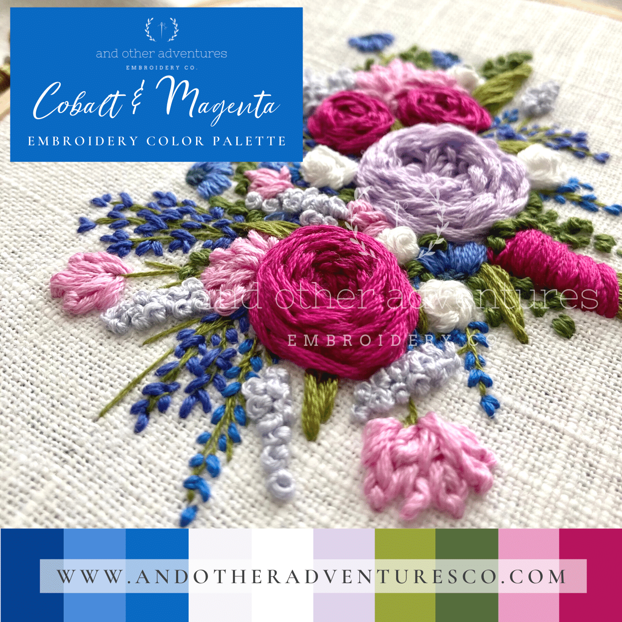Cobalt & Magenta Hand Embroidery Color Palette by And Other Adventures Embroidery Co