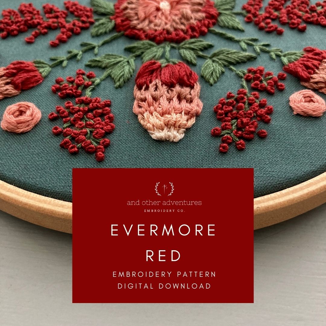 Hand Embroidery Digital Pattern - Evermore Red | And Other Adventures Embroidery Co