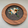 Rich fall flower bouquet embroidery in wooden frame by And Other Adventures Embroidery Co