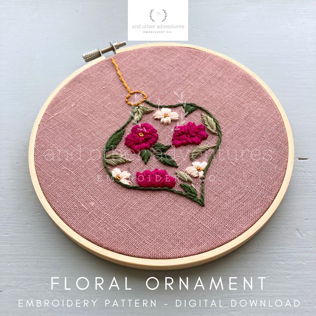 Floral Ornament Hand Embroidery PDF Design for beginners by And Other Adventures Embroidery Co