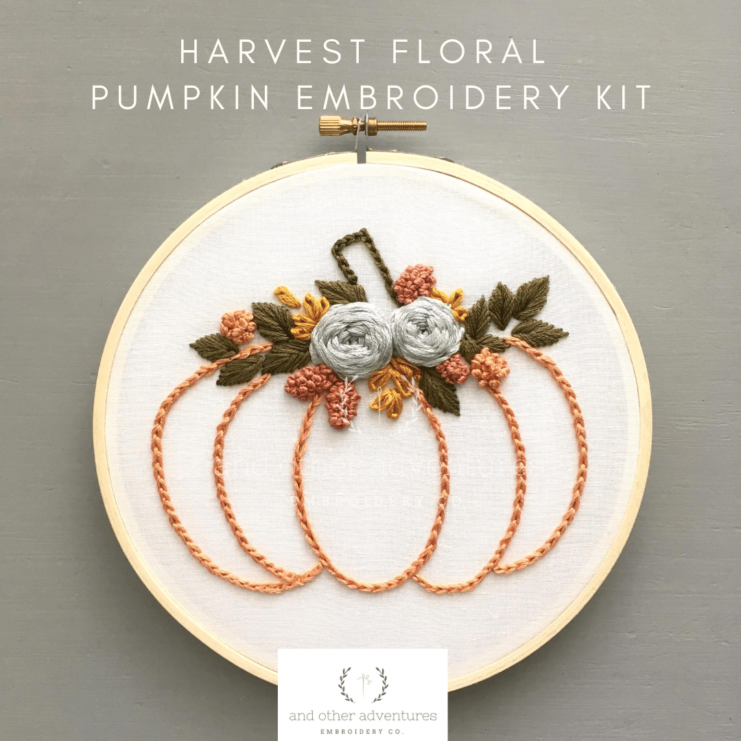 Harvest Floral Fall Pumpkin Embroidery Kit for Beginners | And Other Adventures Embroidery Co
